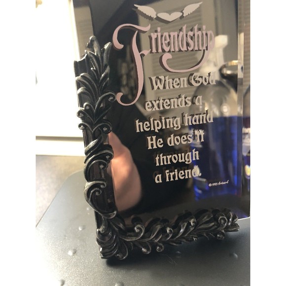 1993 Artmark Friendship Mirror Plaque – God’s Helping Hand Quote Frame,Christian - Picture 2 of 7